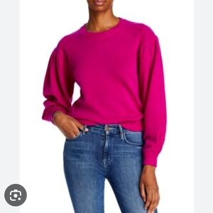 AQUA 100% Cashmere Balloon Sleeve Sweater in magenta size S